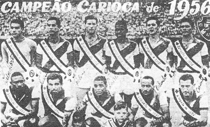 Em pé: Carlos Alberto Cavalheiro, Paulinho, Bellini, Laerte, Orlando e Coronel. Agachados: Sabará, Vavá, Livinho, Válter e Pinga